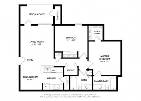 Signature at Southern Oaks_2 Bedroom Floor Plan